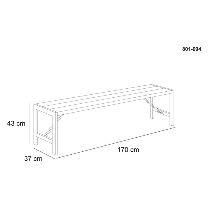 HORTUS bænk H-model fyrretræ sort 170 cm